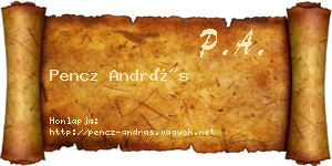 Pencz András névjegykártya